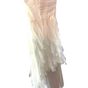 Teeze Me Ivory‎ Strapless Tiered Ruffle Dress Party Cocktail Formal